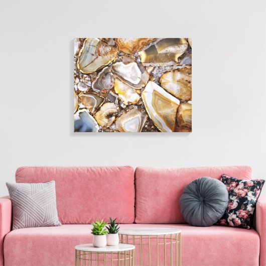 Gepolijste geologische stenen canvas afdruk (Insitu (Woonkamer))