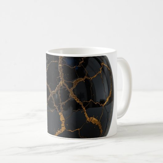 Gepolijste Obsidiaan Bol met aderen van gesmolten  Koffiemok (Voorkant rechts)