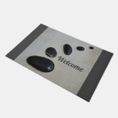 Gepolijste zwarte stonen op Zand Garden Gray Deurmat (Schuin)