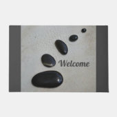 Gepolijste zwarte stonen op Zand Garden Gray Deurmat (Voorkant)
