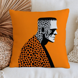 Gepolkte Frankenstein Monster Oranje Halloween Kussen
