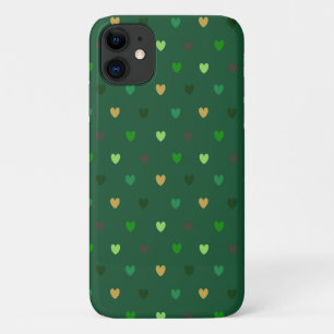 Gepolkte harten op bosgroen Case-Mate iPhone case