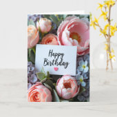 Gepolkte Roze Hart Kaart (Gele Bloem)