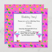 geponste confetti BIRTHDAY PARTY-INVITATIE Kaart (Voorkant / Achterkant)