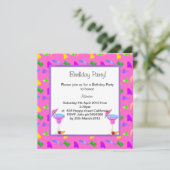 geponste confetti BIRTHDAY PARTY-INVITATIE Kaart (Staand voorkant)