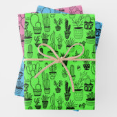 Gepoot Plant Succulente Cacti Handmade Neon Gift Inpakpapier Vel (In situ)