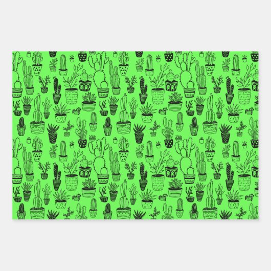 Gepoot Plant Succulente Cacti Handmade Neon Gift Inpakpapier Vel (Voorkant)