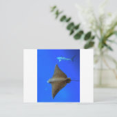 Gepootte adelrog en rif haai onder water briefkaart (Staand voorkant)