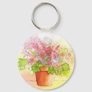 Gepootte bloemen sleutelhanger