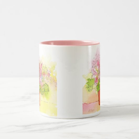 Gepootte bloemen tweekleurige koffiemok (Center)