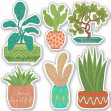 Gepootte cactus Stickers kraken huisplanten