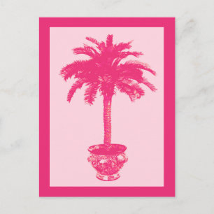 Gepootte palmboom, koraalroze briefkaart