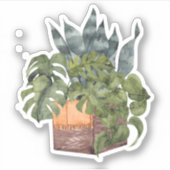 Gepootte Planten - Groene Thuissticker Sticker (Voorkant)