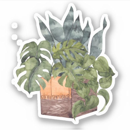 Gepootte Planten - Groene Thuissticker Sticker (Voorkant)