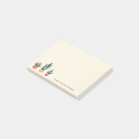 Gepootte Succulenten na het aanbrengen van notitie Post-it® Notes (Schuin)