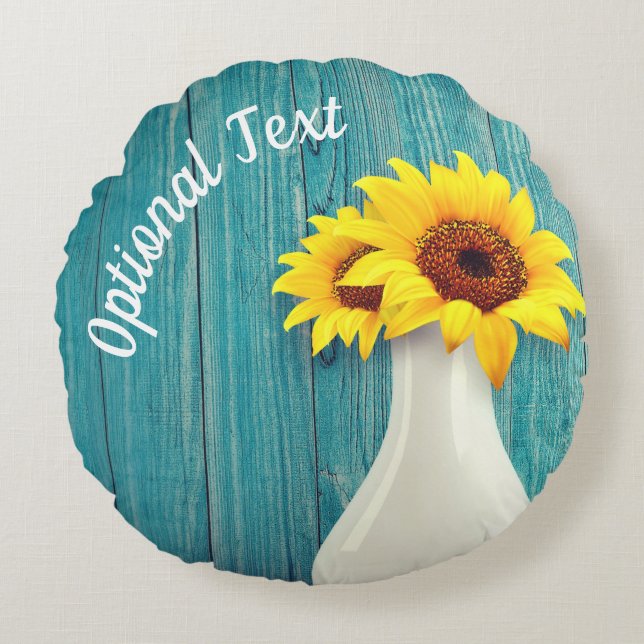 Gepootte zonnebloemen rond kussen (Voorkant)