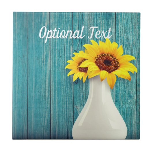 Gepootte zonnebloemen tegeltje (Voorkant)