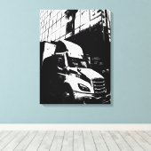 Geposteriseerde vrachtwagen in Montreal, Canada Canvas Afdruk (Insitu (Houten vloer))