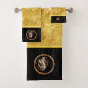 Gepotte luipaard die je ziet met gouden folie bad handdoek