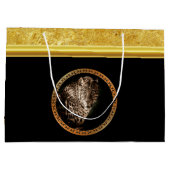 Gepotte luipaard die je ziet met gouden folie groot cadeauzakje (Achterkant)