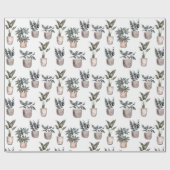 Gepotte Planten op wit Cadeaupapier (Vlak)