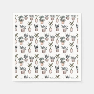 Gepotte Planten op wit Servet