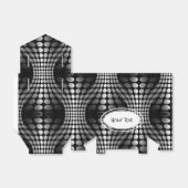 Gepotteerde golven achtergrond zwart-wit bedankdoosjes (Uitgevouwen)