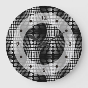 Gepotteerde golven achtergrond zwart-wit grote klok