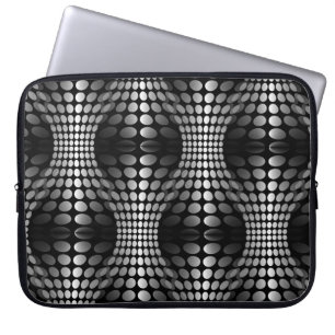 Gepotteerde golven achtergrond zwart-wit laptop sleeve