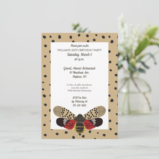 Gepotteerde Lanternfly Bug Kaart (Staand voorkant)