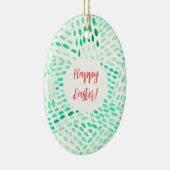 Gepotteerde lijnen groen patroon Pasen Keramisch Ornament (Rechts)