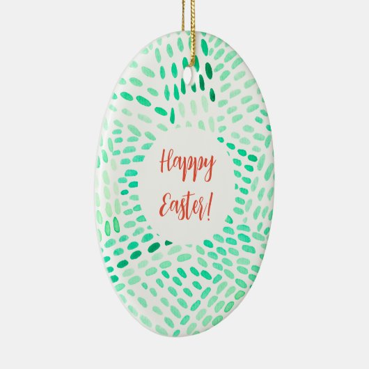 Gepotteerde lijnen groen patroon Pasen Keramisch Ornament (Rechts)