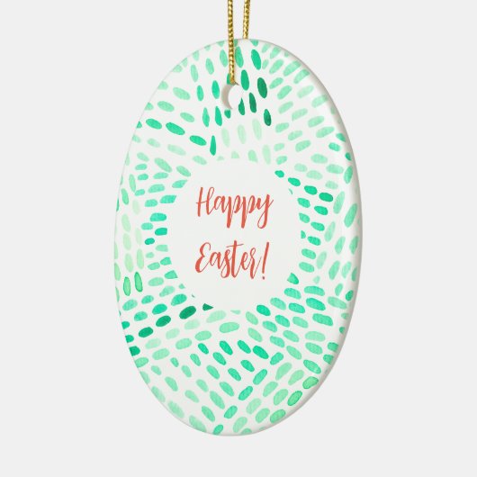 Gepotteerde lijnen groen patroon Pasen Keramisch Ornament (Links)