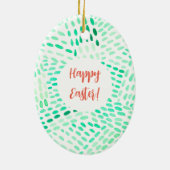 Gepotteerde lijnen groen patroon Pasen Keramisch Ornament (Achterkant)