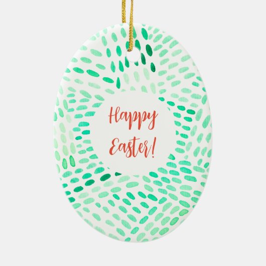 Gepotteerde lijnen groen patroon Pasen Keramisch Ornament (Achterkant)