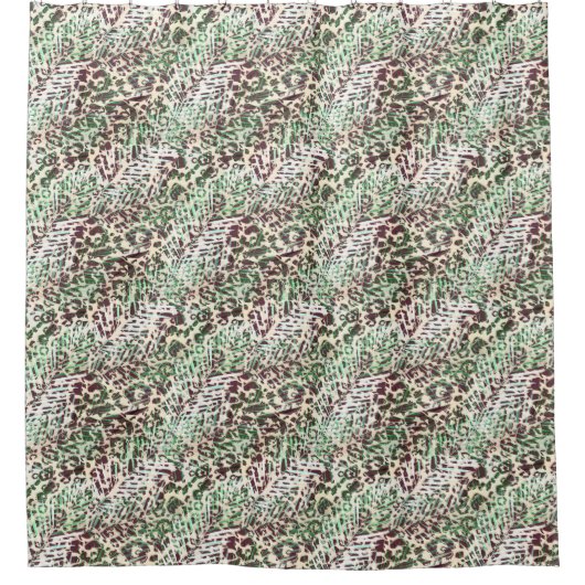 Gepotten, luipaard, tropisch, palm, bladeren, brui douchegordijn (Voorkant)