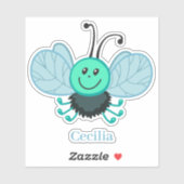 Geppersonaliseerde gelukkige blauwe vlieginsect mu sticker (Vel)