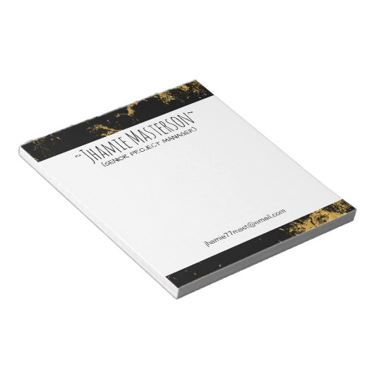 Geppersonaliseerde Gold Splash Marked Notitieblok (Schuin)