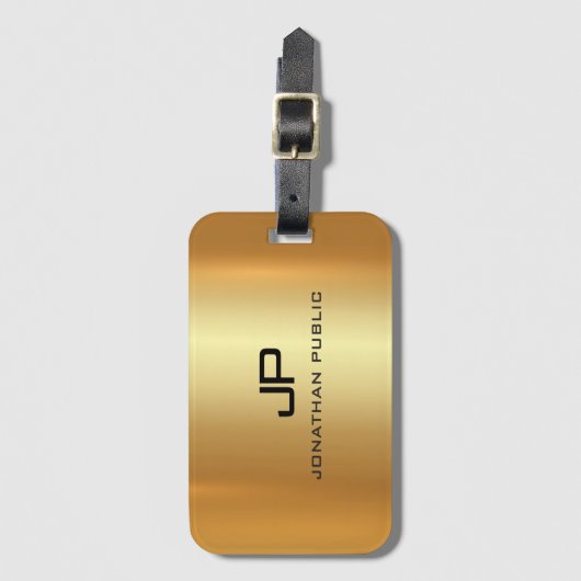 Geppersonaliseerde goudlook Elegant Monogram Sjabl Bagagelabel (Voorkant (verticaal))