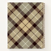 Geppersonaliseerde goudmonogram Naam Grijs Tartan Notitieboek (Achterkant)