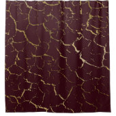 Geprackeerde Bourgogne Maroon Bordeaux Gold Luxury Douchegordijn (Voorkant)