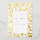Geprecuurde goudbladeren Wildbloemen Lijst Folie Uitnodiging (Voorkant)