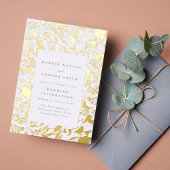 Geprecuurde goudbladeren Wildbloemen Lijst Folie Uitnodiging