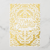 Geprecuurde goudolie en kerst met kerst folie feestdagenkaart (Voorkant)