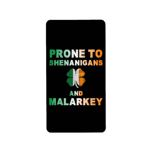 Gepredisponeerd Voor Streken En Onzin St. Patrick' Etiket (Voorkant)