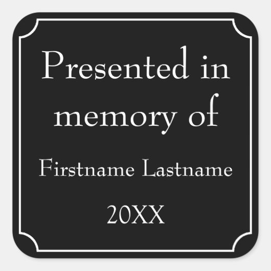Gepresenteerd in Geheugen van Sjabloon Vierkante Sticker (Voorkant)