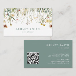 Gepreste bloemen QR-code visitekaartje