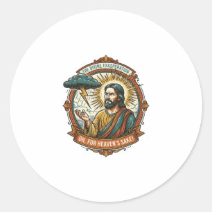 Geprikkeld Jezus Donkere Regenwolk Bliksem Weer Hu Ronde Sticker