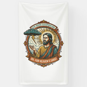 Geprikkeld Jezus Donkere Regenwolk Bliksem Weer Hu Spandoek