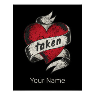 Geprikt En Verliefd Vintage Tattoo Hart Trouwring Perfect Poster